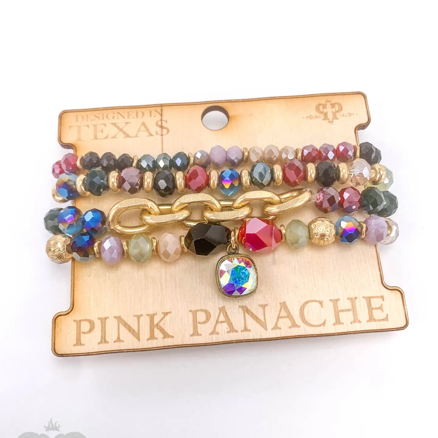 Austrian Crystal and Chain Bracelet Stack