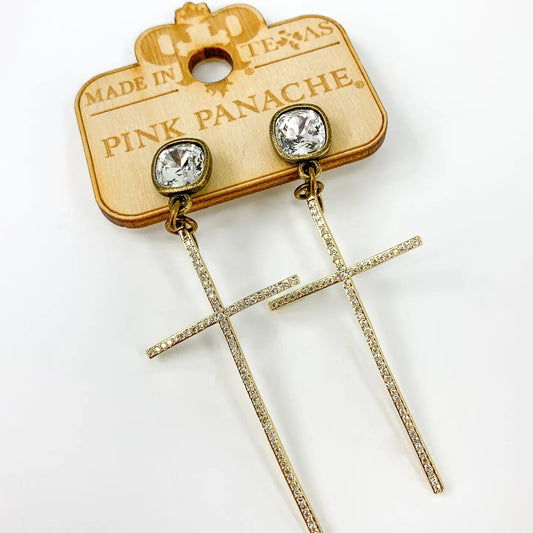 Rhinestone Cross Earring with Austrian Crystal