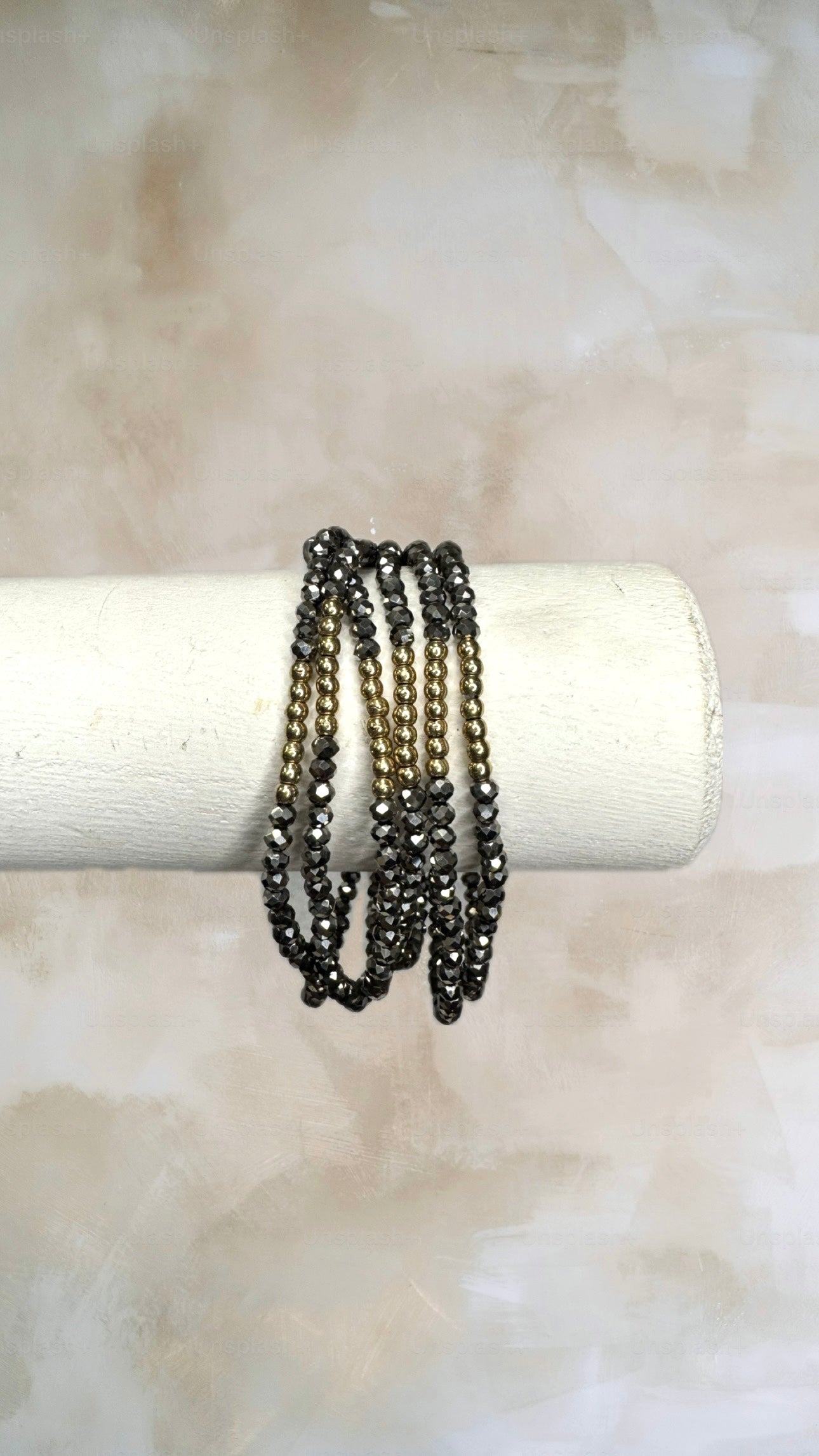 Glass Bead & Gold Bracelet Set