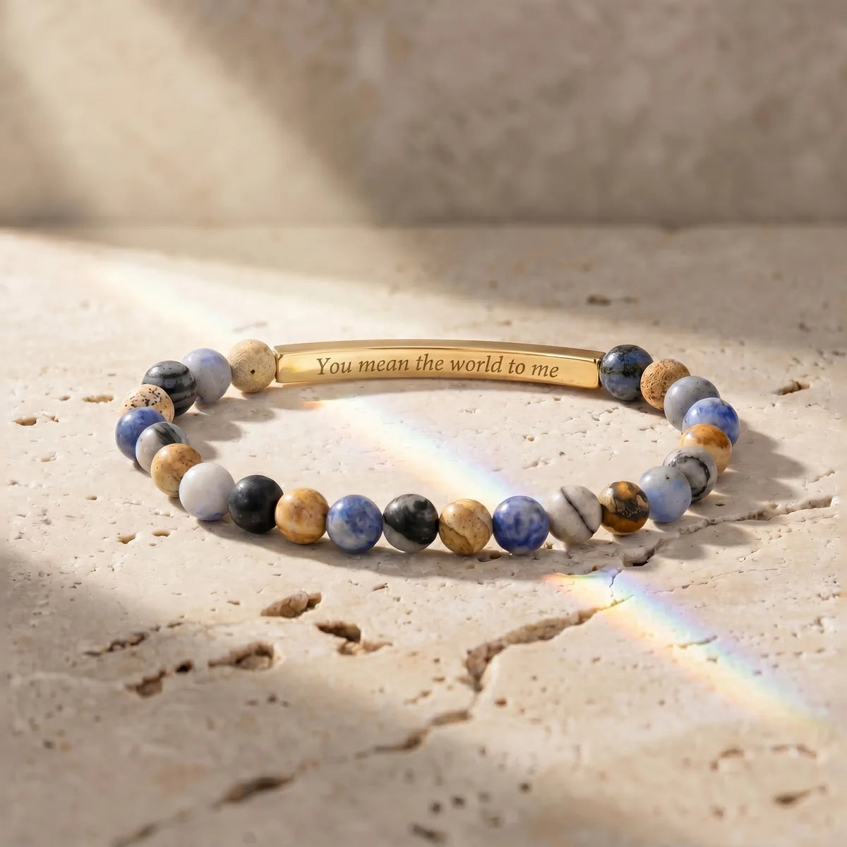 Secret Message "World" Stone Bracelet