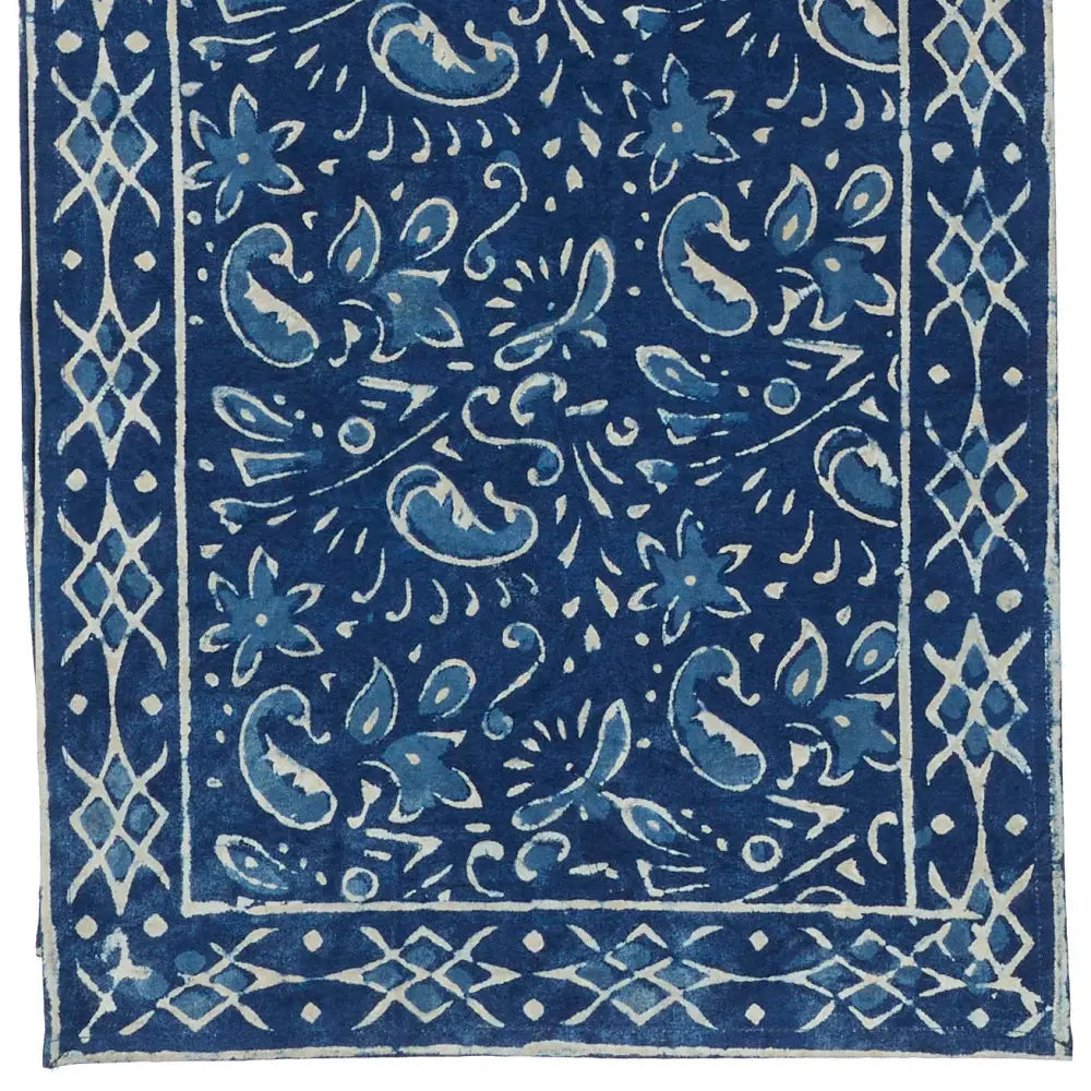 Indigo Paisley Block Print Table Runner