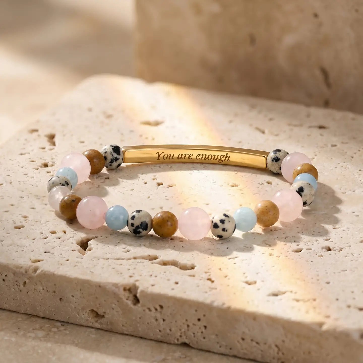 Secret Message "Strong" Stone Bracelet