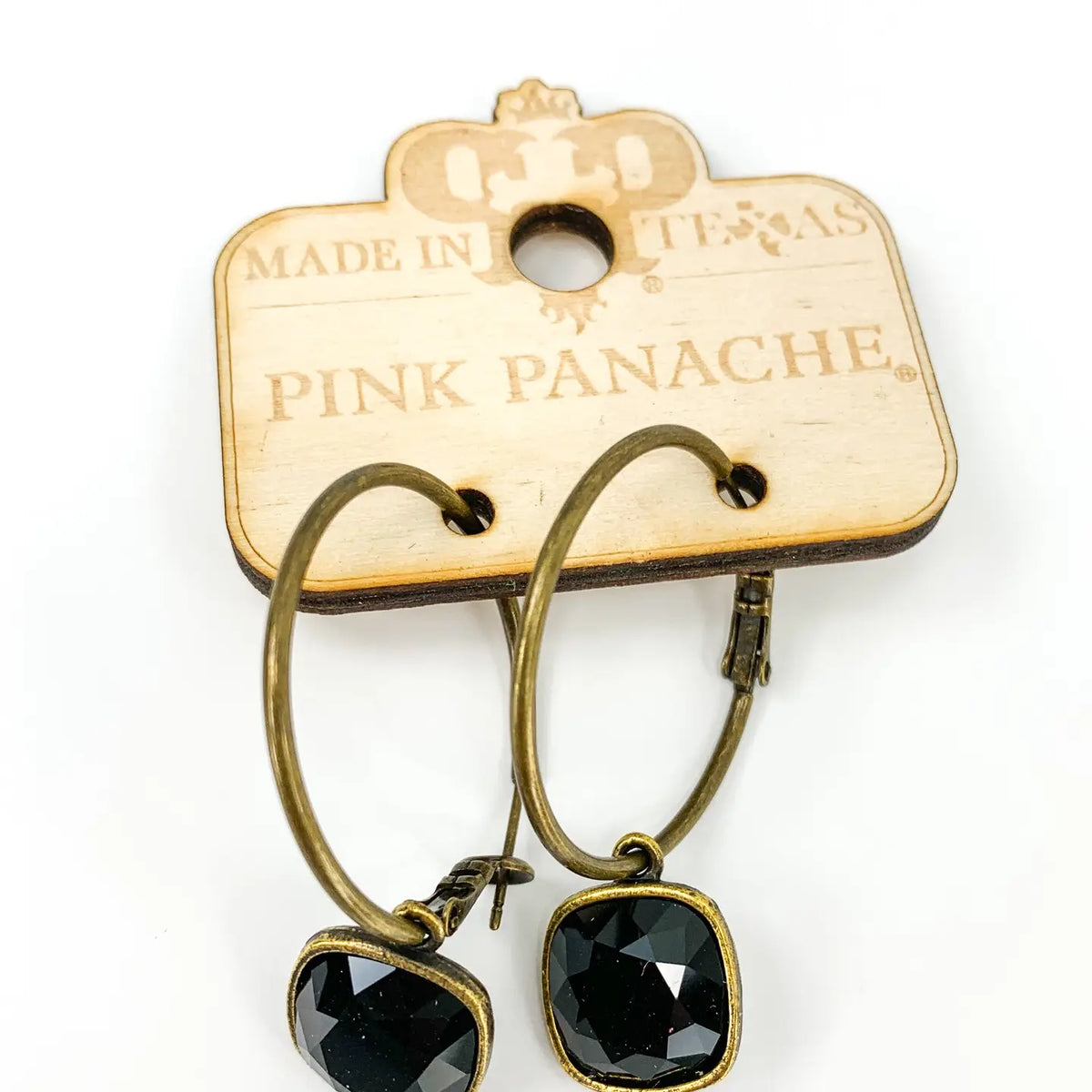 Square Austrian Crystal Hoop Earrings