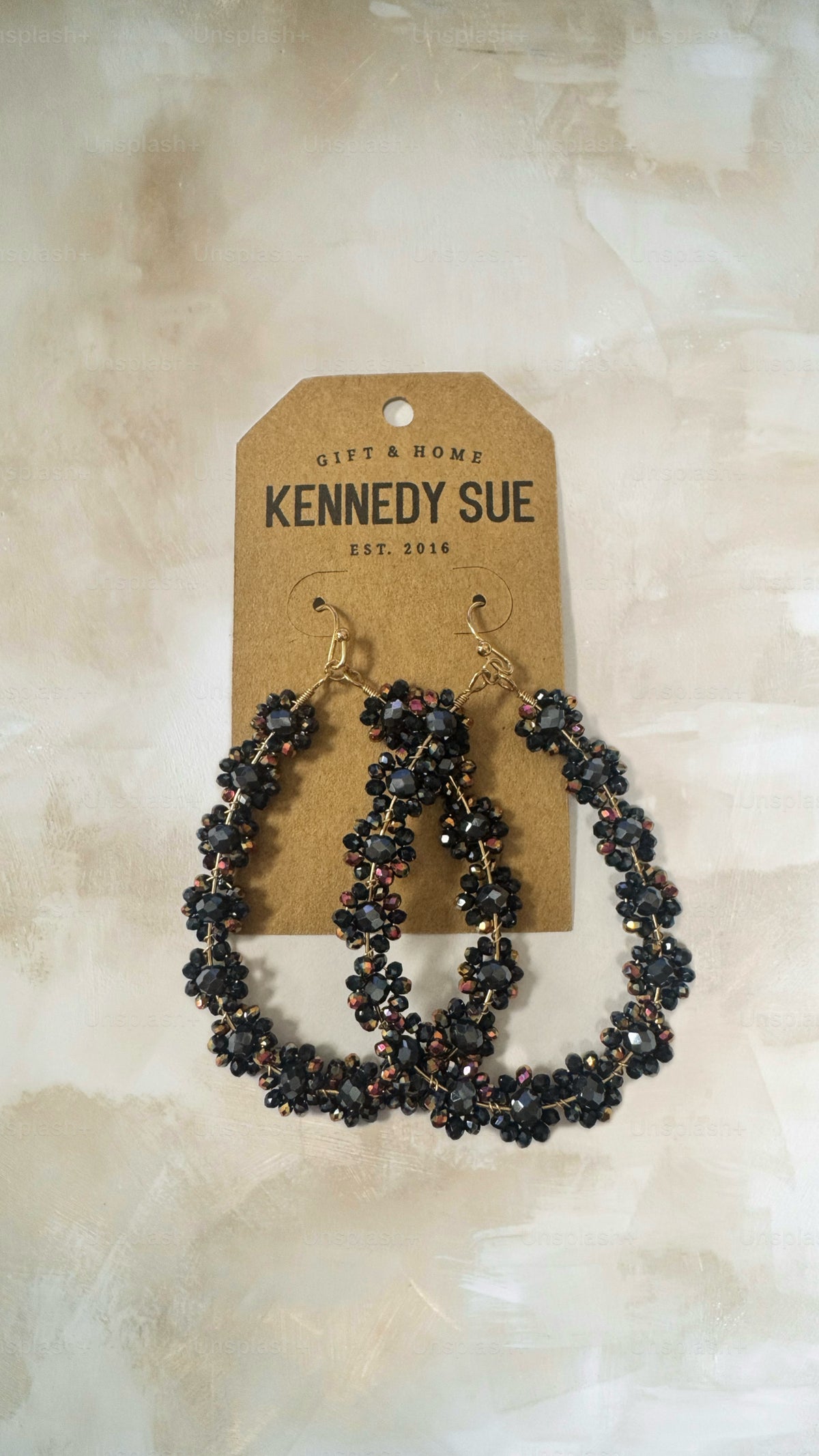 Beaded Flower Teardrop Earrings