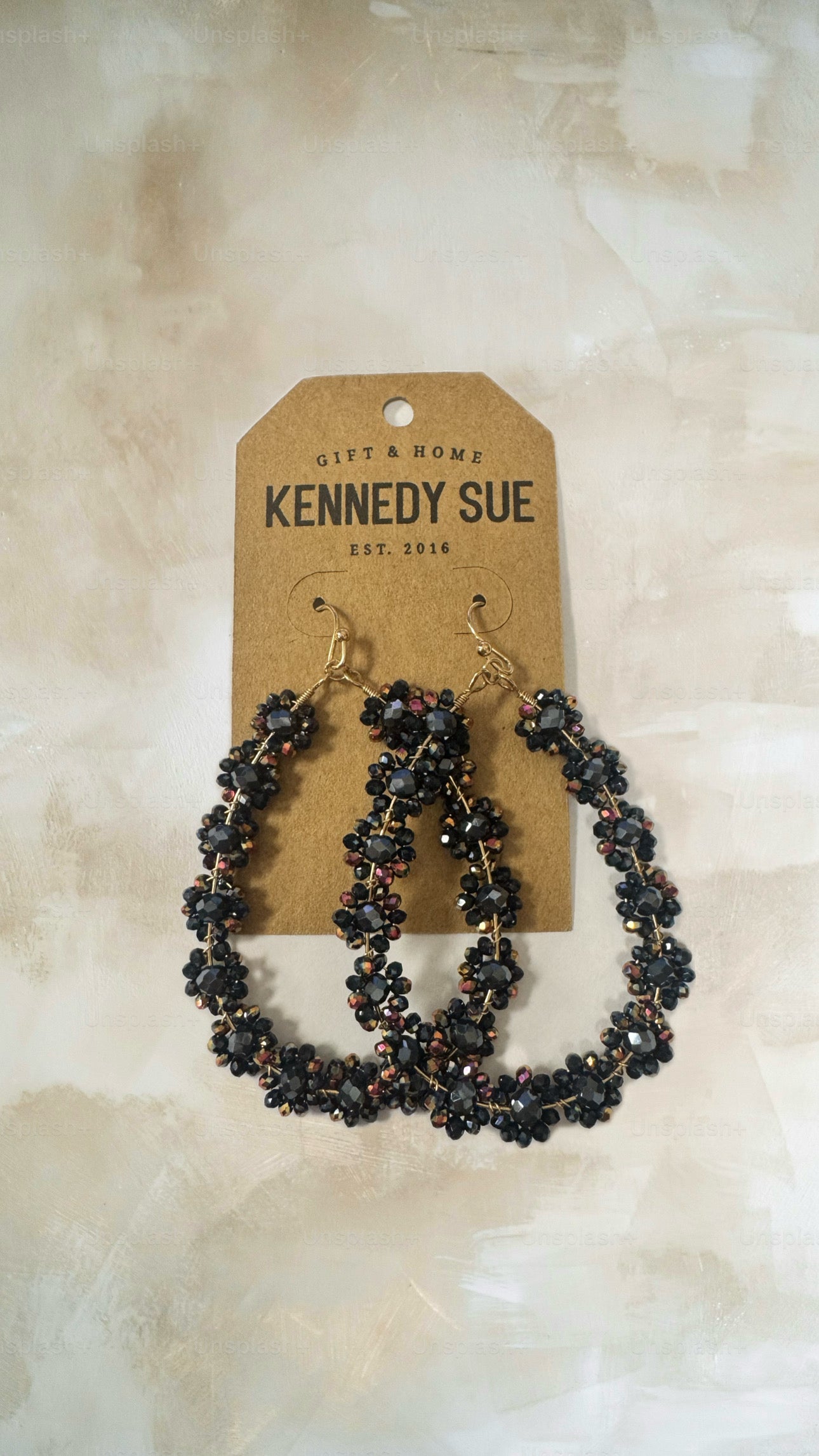 Beaded Flower Teardrop Earrings