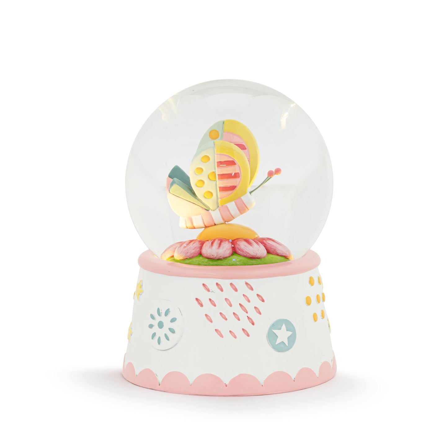 Patchwork Butterfly And Flower Light Up Water Globe