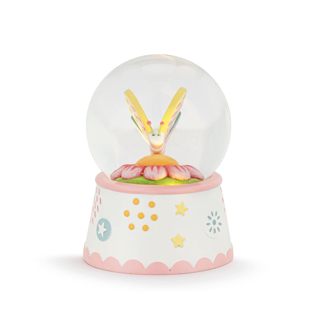 Patchwork Butterfly And Flower Light Up Water Globe