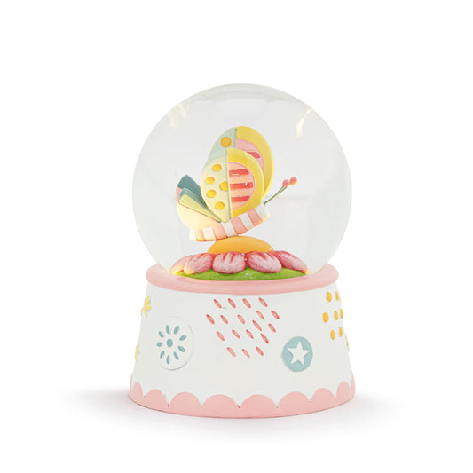 Patchwork Butterfly And Flower Light Up Water Globe