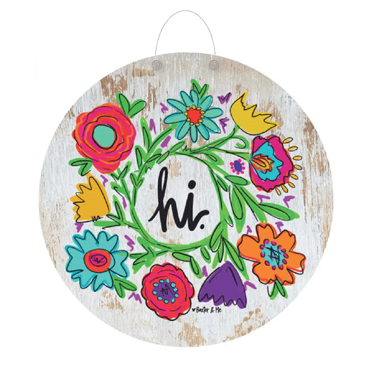 Hi Floral Door Hanger