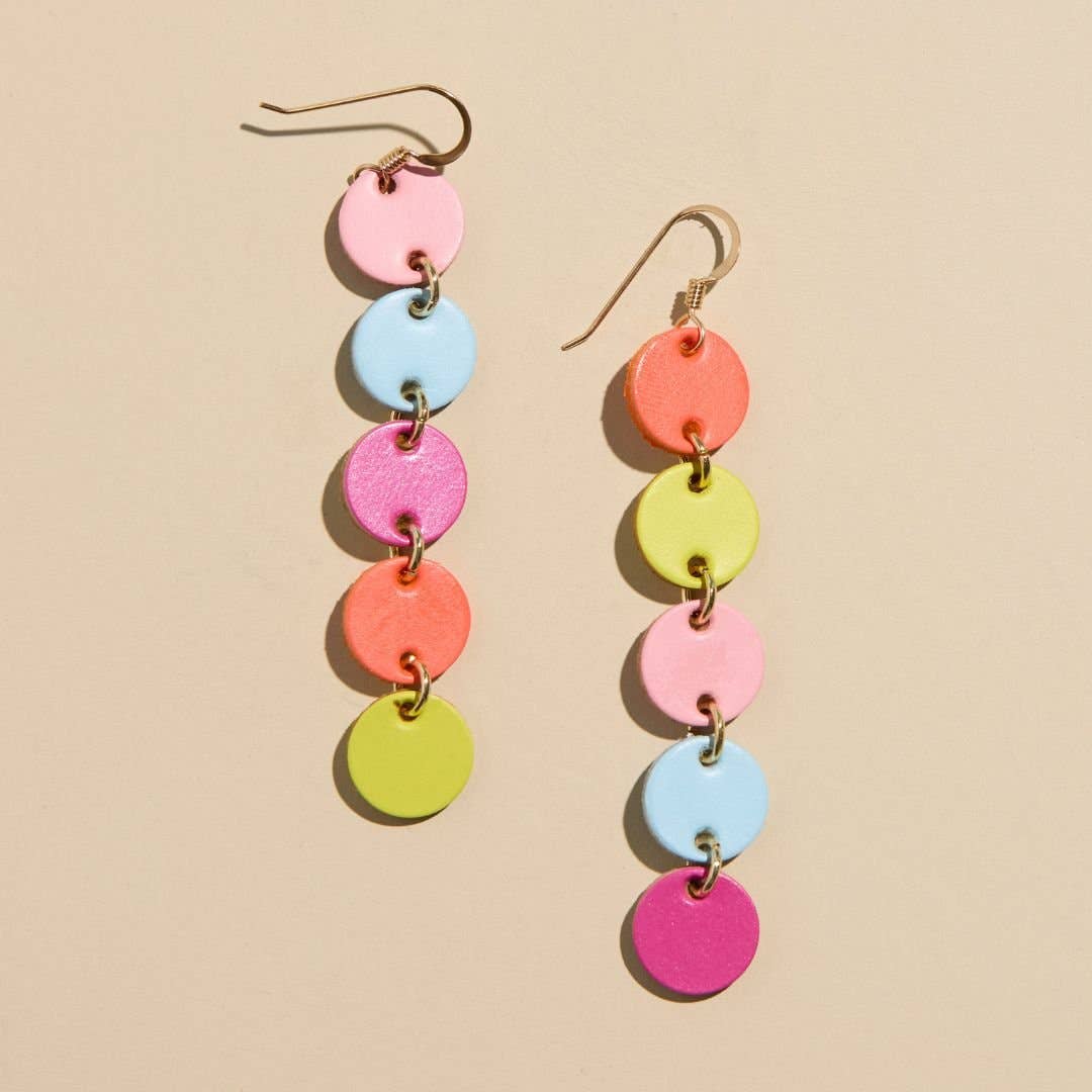 Multicolor Spring Confetti Sylvie Leather Dangle Earrings