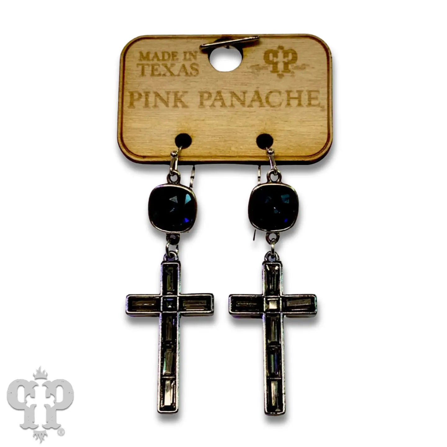 Rectangle Rhinestone Cross Earring