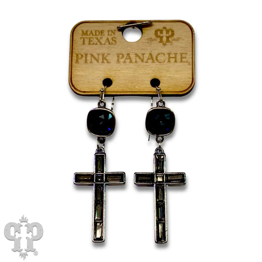 Rectangle Rhinestone Cross Earring