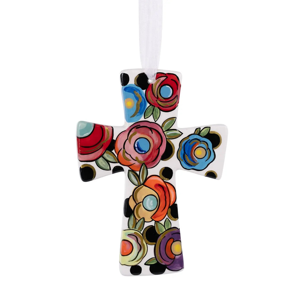 Polka Dot Flower Cross