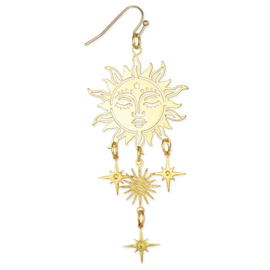 Celestial Sun Star Drop Earrings