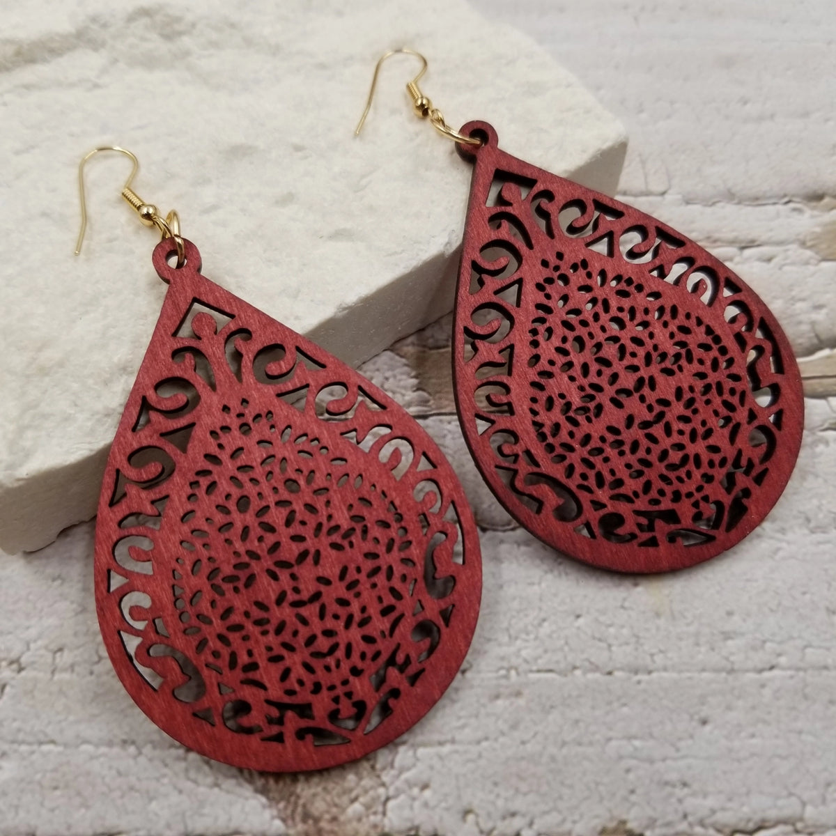 Abstract Boho Drop Wood Earrings