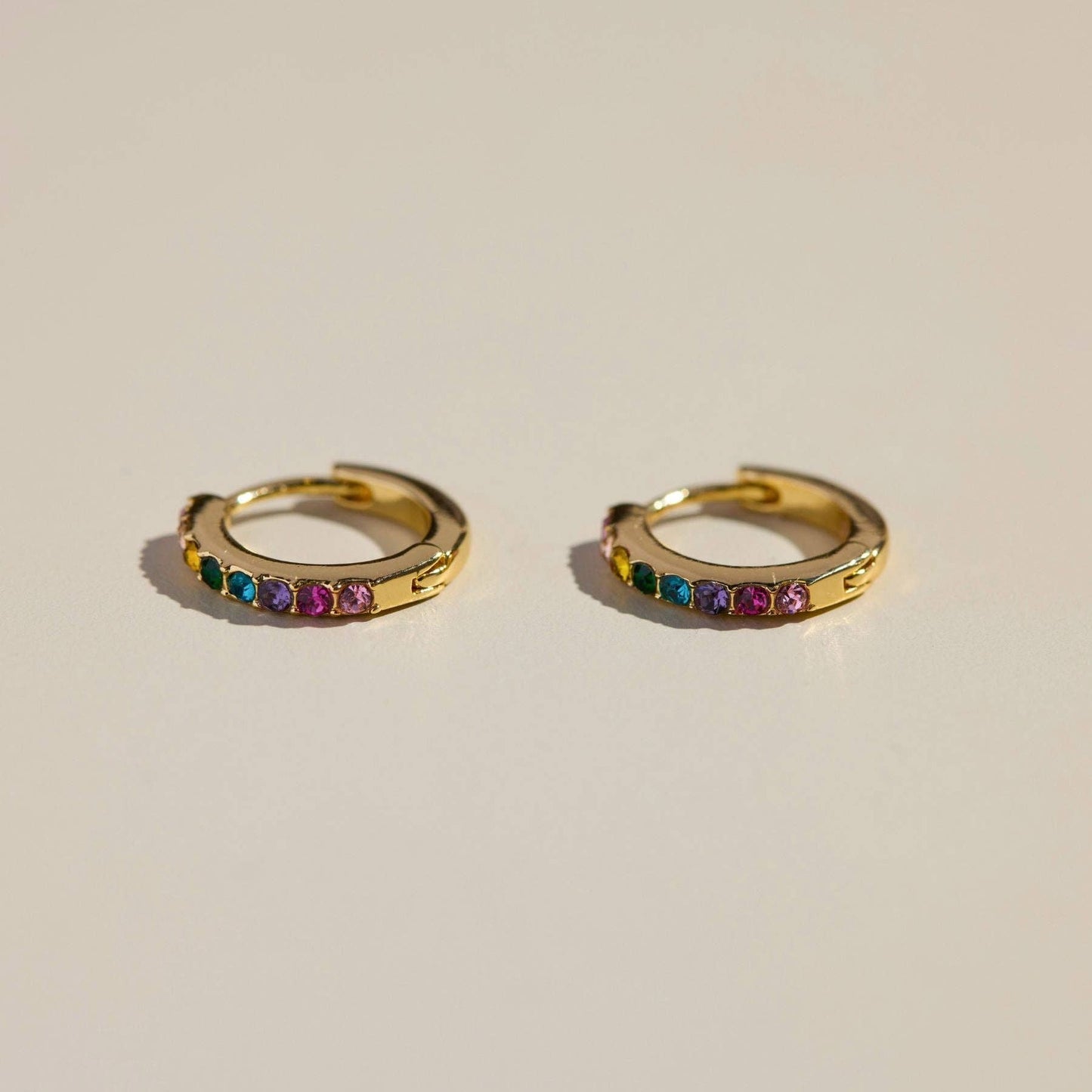 Rainbow Pavé Waterproof Huggie Earrings