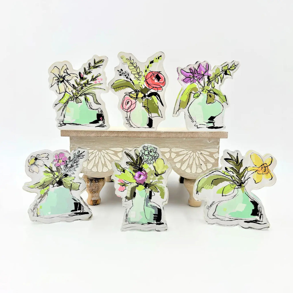 Cutout Acrylic Flowers in Vases