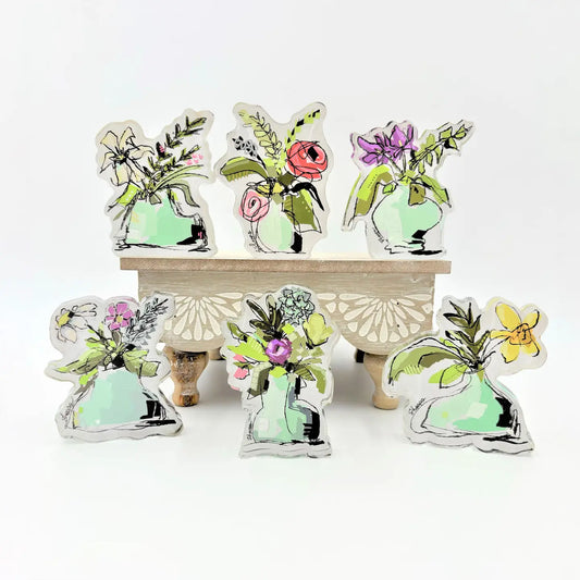 Cutout Acrylic Flowers in Vases