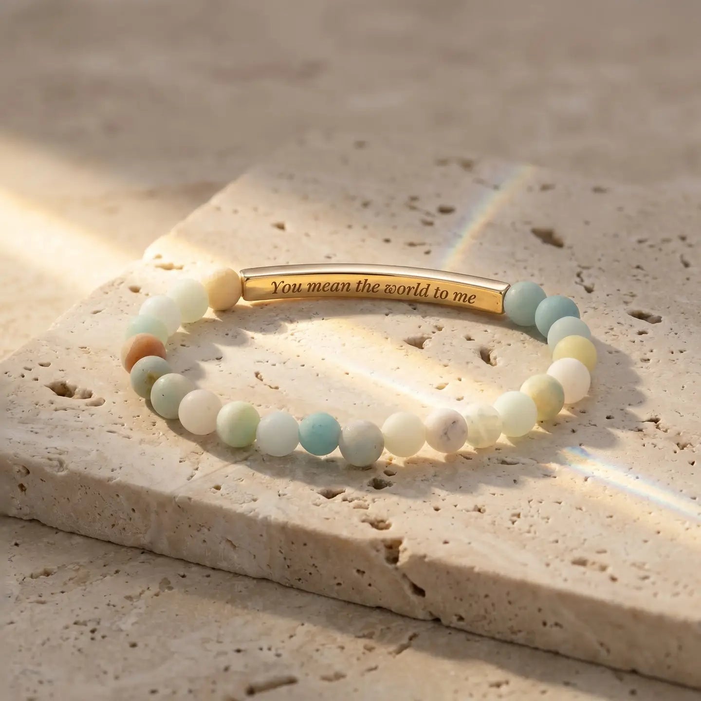 Secret Message "Strong" Stone Bracelet