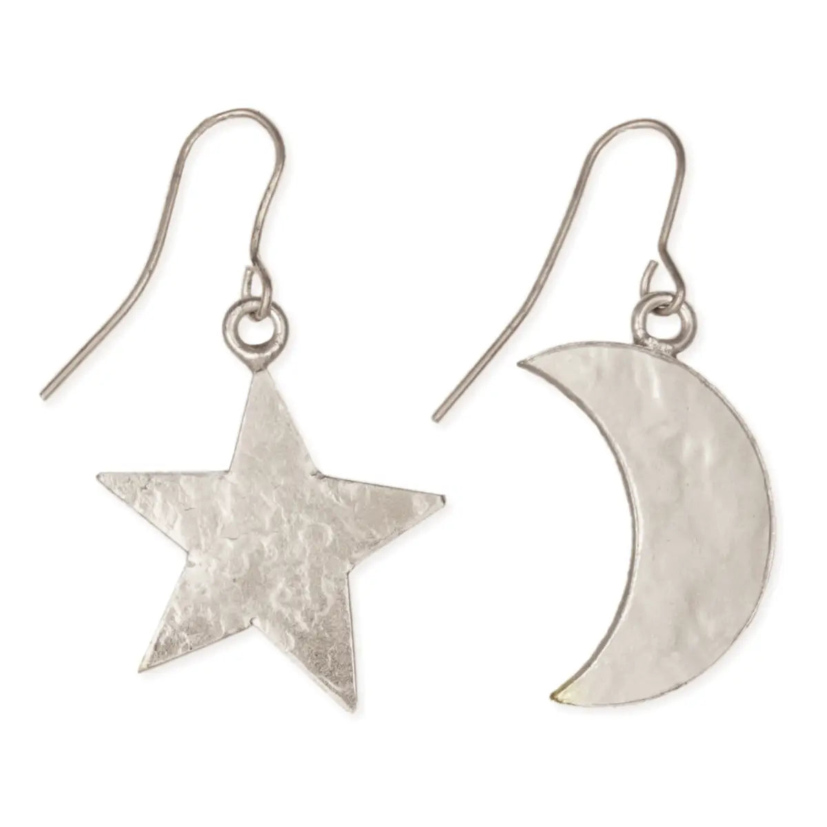 Textured Skies Moon Star Earrings
