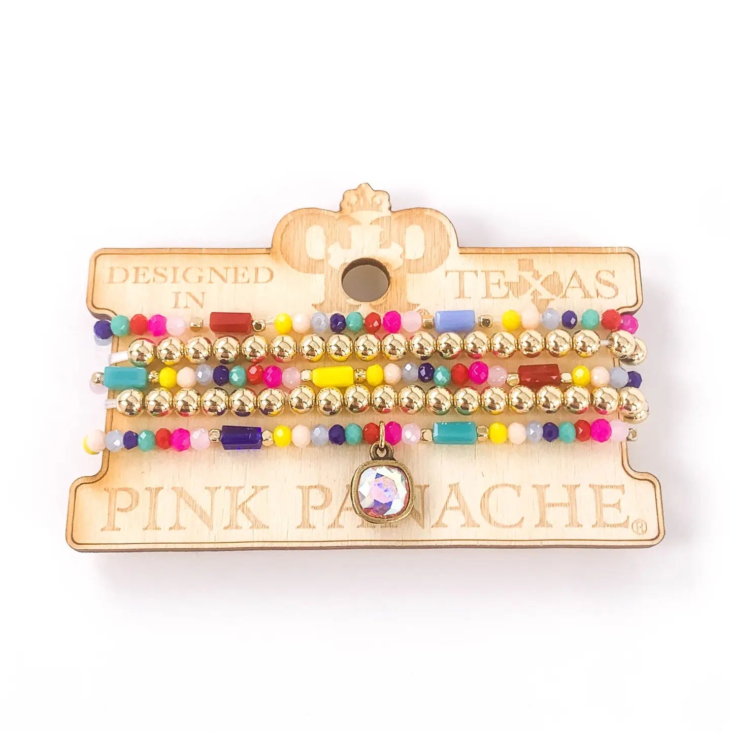 Austrian Crystal and Gold Bead Bracelet Stack