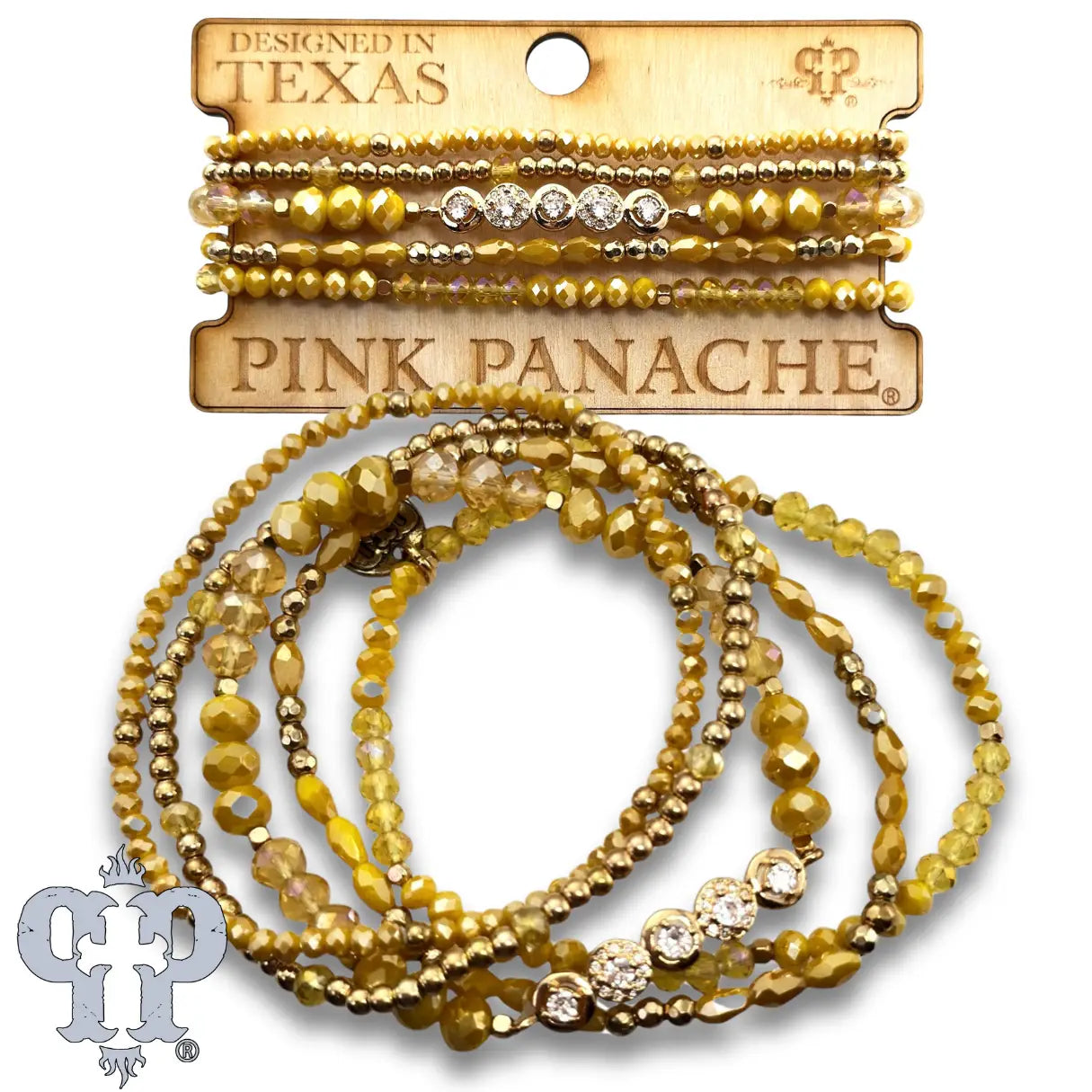 Mixed Size Bead Bracelet with Rhinestone Accent