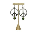 Handmade Metal Peace Sign Aura Crystal Earrings
