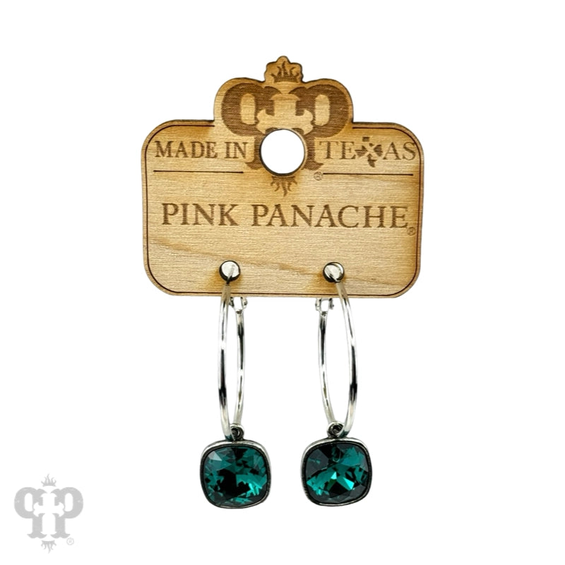 Square Austrian Crystal Hoop Earrings