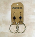 Acrylic Cross & Pearl Teardrop Earrings