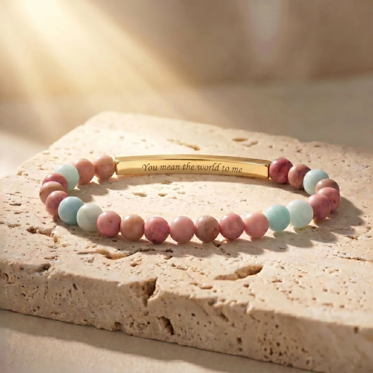 Secret Message "World" Stone Bracelet