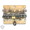 Mixed Stone & Bead Five Strand Bracelet Set