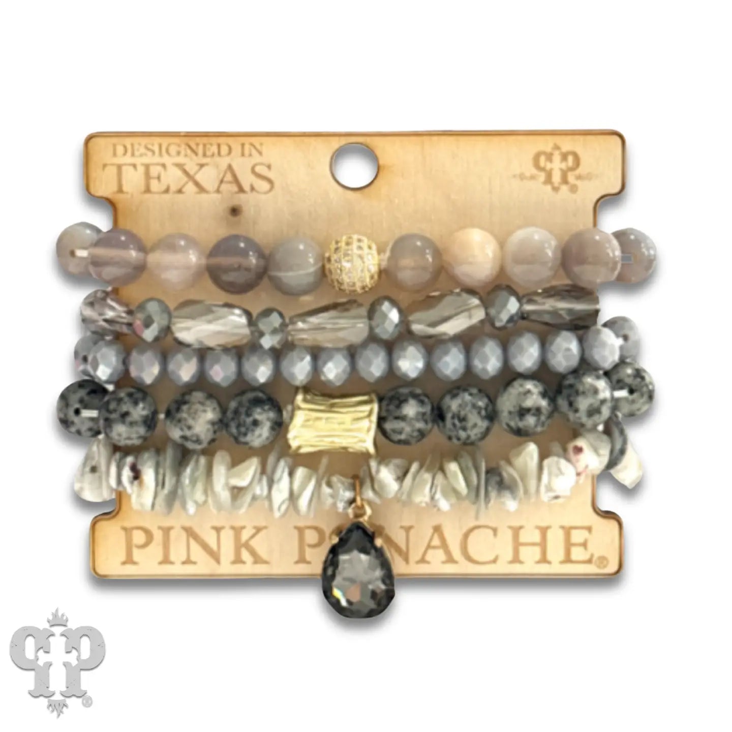 Mixed Stone & Bead Five Strand Bracelet Set