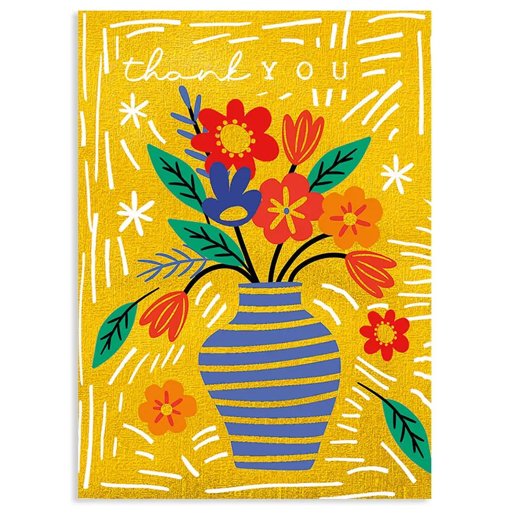 Gold Flowers Thank You Card