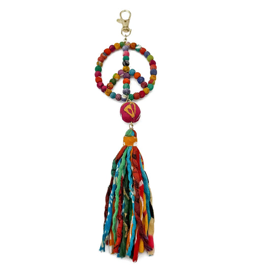 Peace Sign & Tassel Aasha Bag Charm