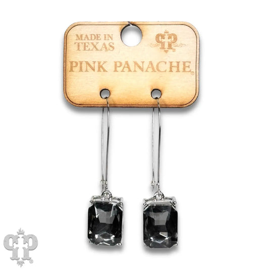 Rectangle Rhinestone On Kidney Wire Earring