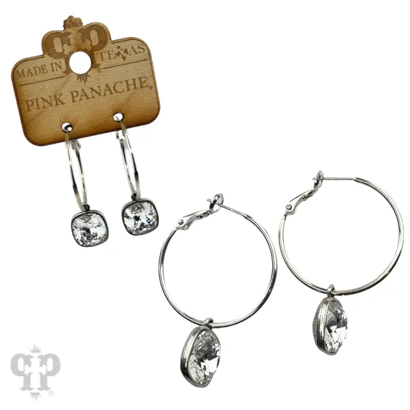 Square Austrian Crystal Hoop Earrings