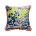 Colorful Elephant Scene Cotton Blend Pillow