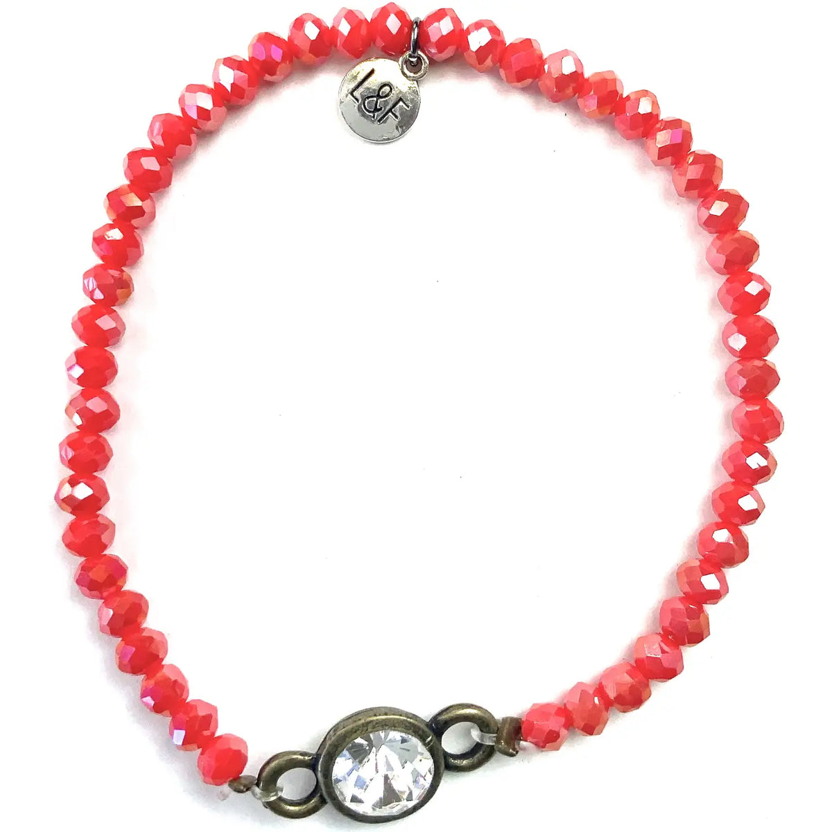 Faceted Glass Stretch & Crystal Beaded Bracelet