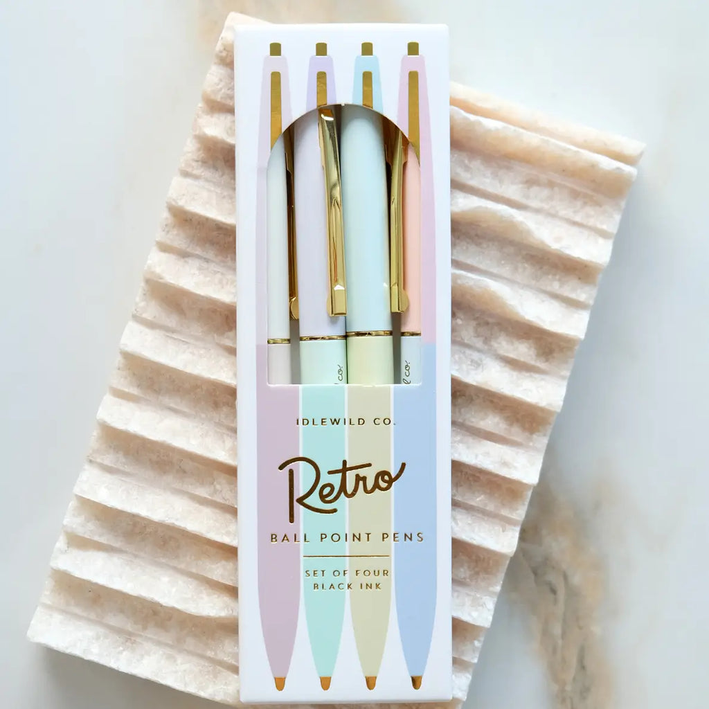 Retro Pen Set of Four | Pastel Rainbow