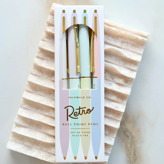 Retro Pen Set of Four | Pastel Rainbow