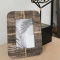 Curved Carved Horn & Brass Inlay Frame