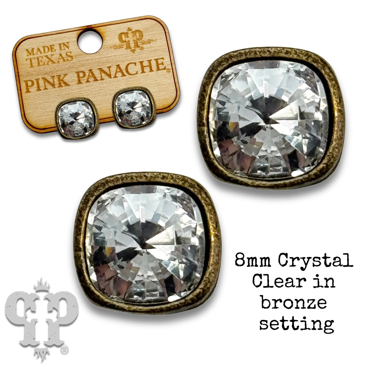 Square Austrian Crystal Post Earrings