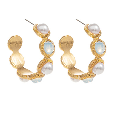 Round Pearl & Glass Beaded Hoops