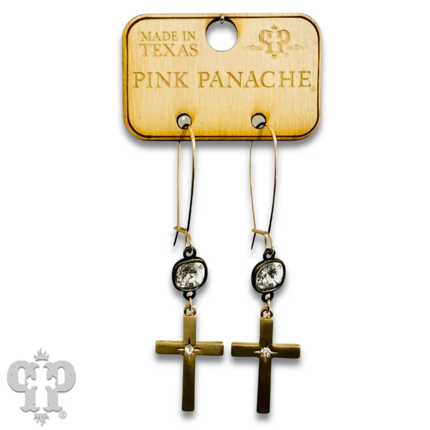 Brushed Metal Tone Cross Earrings