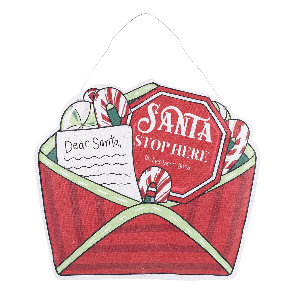 Love Lives Here /Santa Stop Here Reversible Door Hanger