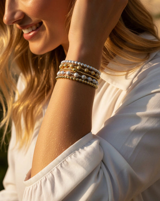 Tarnish Resistant Mixed Metal Beaded Layering Bracelets