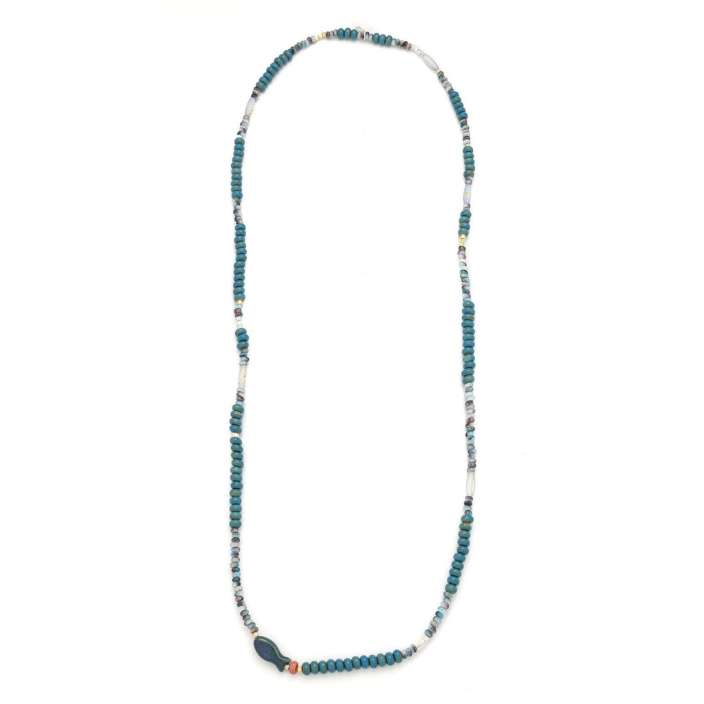 Ceramic Bead Wrap Bracelet/Necklace - Harmony/Fish