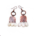 Banjara Earrings - Hammered Copper and Rose Quartz