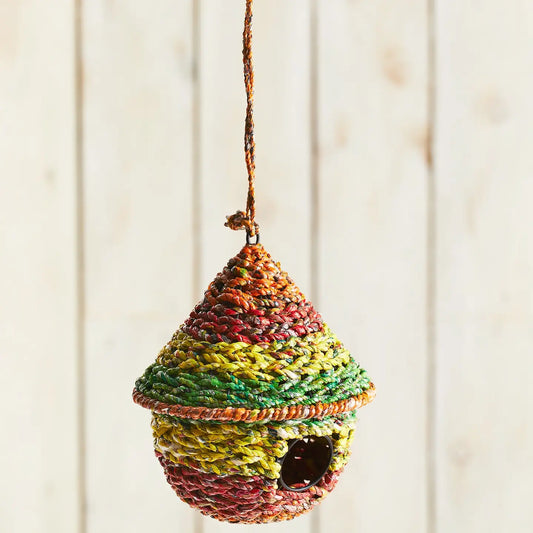 Recycled Round Woven Bird House