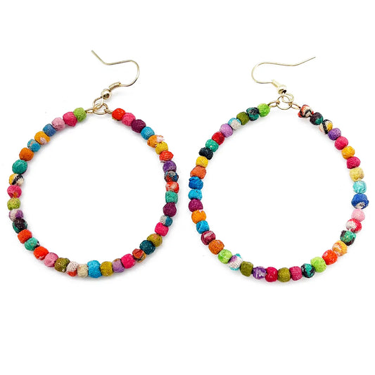 Aasha Kantha Handcrafted Large Hoop Earrings